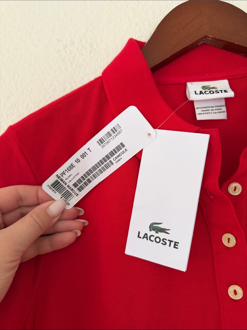 Lacoste Women's Stretch Red Polo Dress, size: medium - Picture 3 of 9